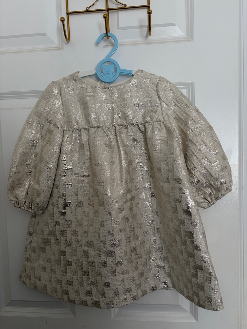 Zara Metallic Ivory Silver Girls' Party Dress